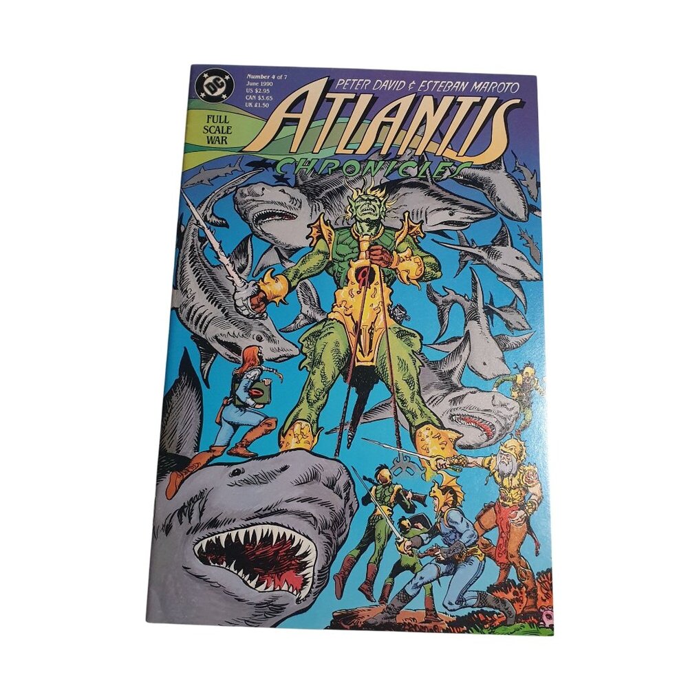 Atlantis Chronicles DC Comic Issue 4 1990 Full Scale War Peter David Art Boarded